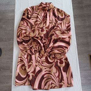 Ladies Hugo Boss Kalolla-1 Belted Mock-Neck Dress with Seasonal Print